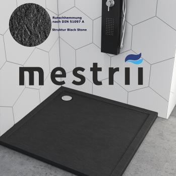 Duschtasse Duschwanne Schwarz Steinoptik Quadrat Rechteck Viertelkreis Fünfeck Black Stone